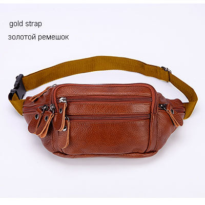 Fashion Men Genuine Leather Fanny Bag for Phone Pouch Male Leather Messenger Bags Brand Fanny Pack Male Travel Waist Bag Men