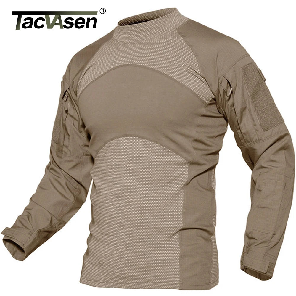 TACVASEN Oversize Long Sleeve Work tshirt Mens Summer Tactical T-shirt Combat Hunt Game Camouflage Clothing Ristops Tee Tops