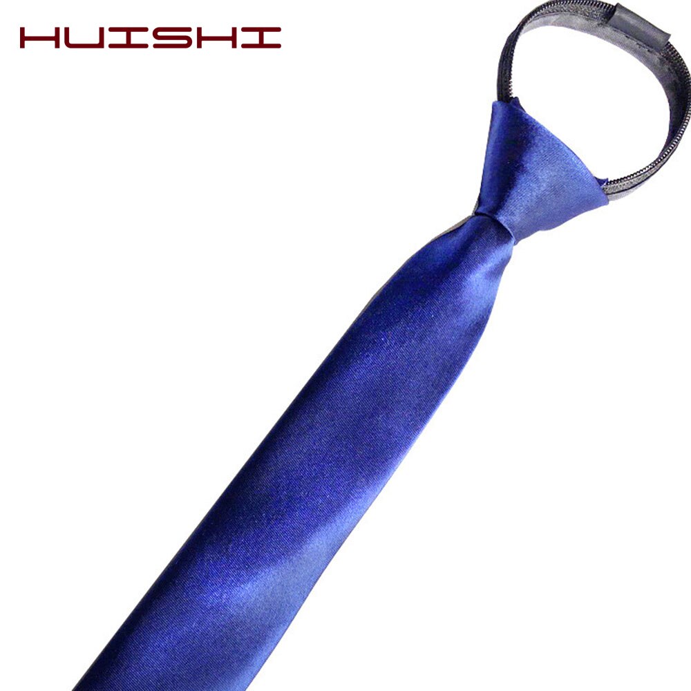 HUISHI Pre-tied Zipper Tie Neck Mens Skinny 5cm Zipper Neckties Red Black Blue Solid Color Slim Narrow Entertainment Party