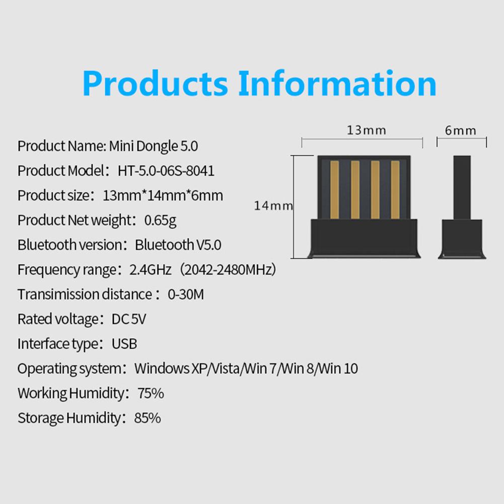 Bluetooth Adapter Mini Bluetooth 5.0 Receiver Bluetooth Dongles Support Winows Linux Vista Mac OS For Laptop Tablet Computer