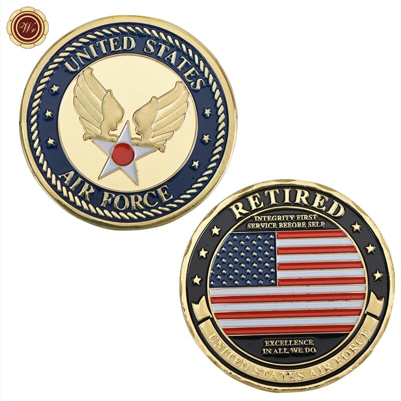 9PCS WR US Gold Plated Coins Collectibles America Military  Challenge Coin Army Commemorative Coin Collection Small Gift for Men