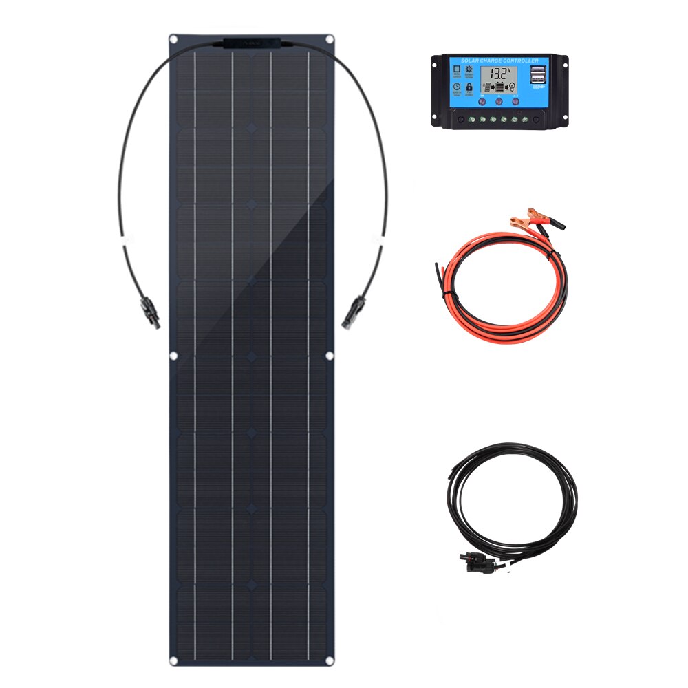 100W Flexible Solar Panel System Kit Photovoltaic Module 2pcs 50 Watt 12 Volt Solar Panels With 10A Controller PV Connector