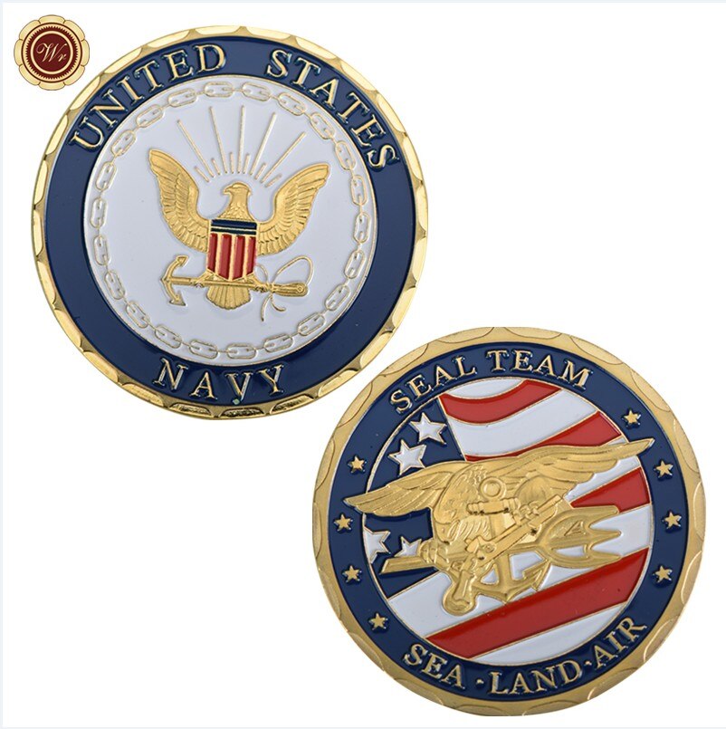 9PCS WR US Gold Plated Coins Collectibles America Military  Challenge Coin Army Commemorative Coin Collection Small Gift for Men