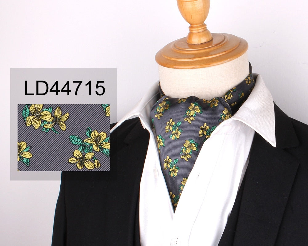 Jacquard Floral Paisley Men Cashew Tie Wedding Formal Cravat Ascot Scrunch Self British Gentleman Polyester Soft Neck Tie Luxury