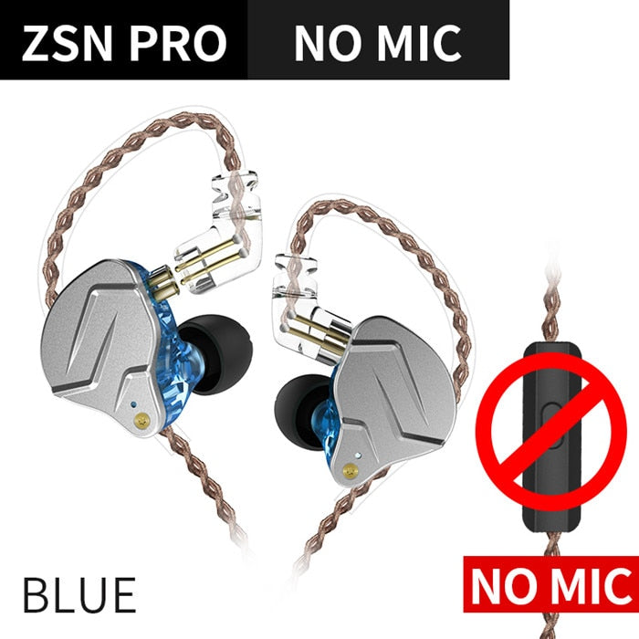 KZ ZSN Pro In Ear Earphones 1BA+1DD Hybrid technology HIFI Bass Metal Earbuds Headphones Sport Noise Cancelling Headset Monitor
