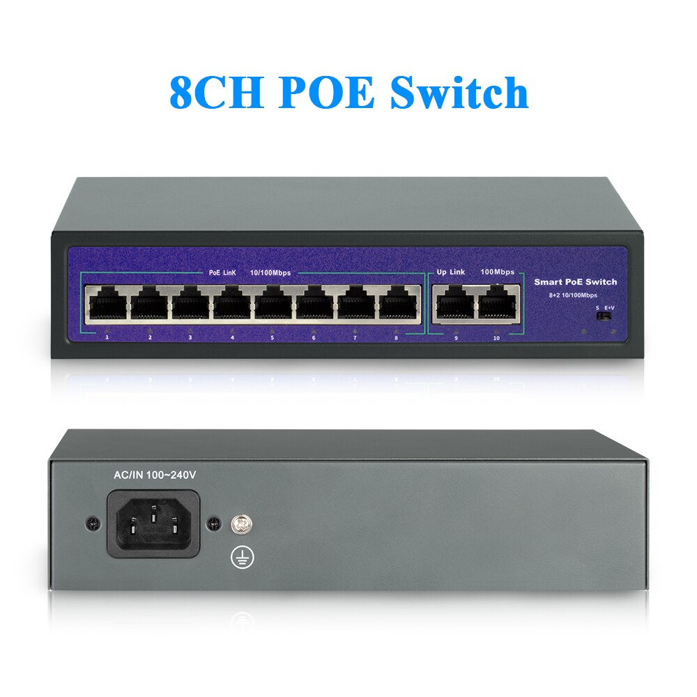 Techage 4CH 8CH 52V Network POE Switch With 10/100Mbps IEEE 802.3 af/at Over Ethernet IP Camera/ Wireless AP/ CCTV Camera System