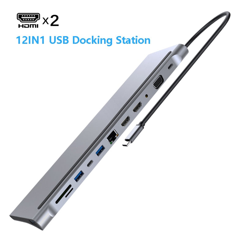 USB C Dock Dual HDMI-compatible VGA USB Hub Adapter Type C Laptop Docking Station For HP Elitebook Dell XPS Lenovo ThinkPad Asus