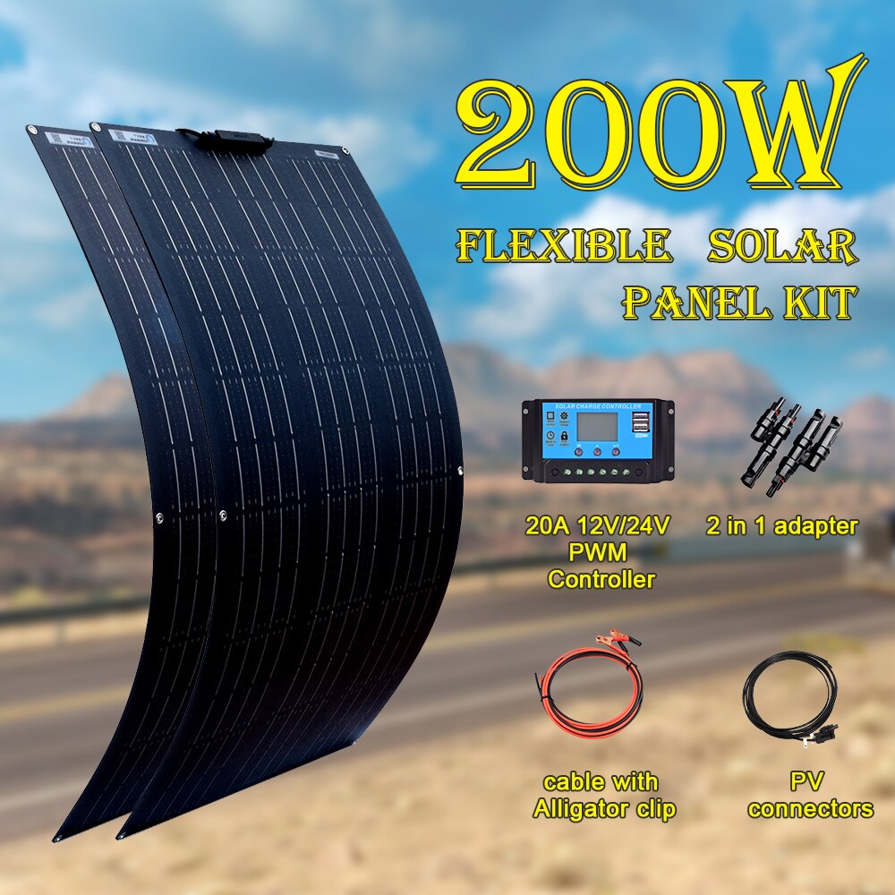 XINPUGUANG 18V 100 Watt 200W 300W 400W Flexible Solar Panel kit  for 12V 24V battery car RV home outdoor Power charging