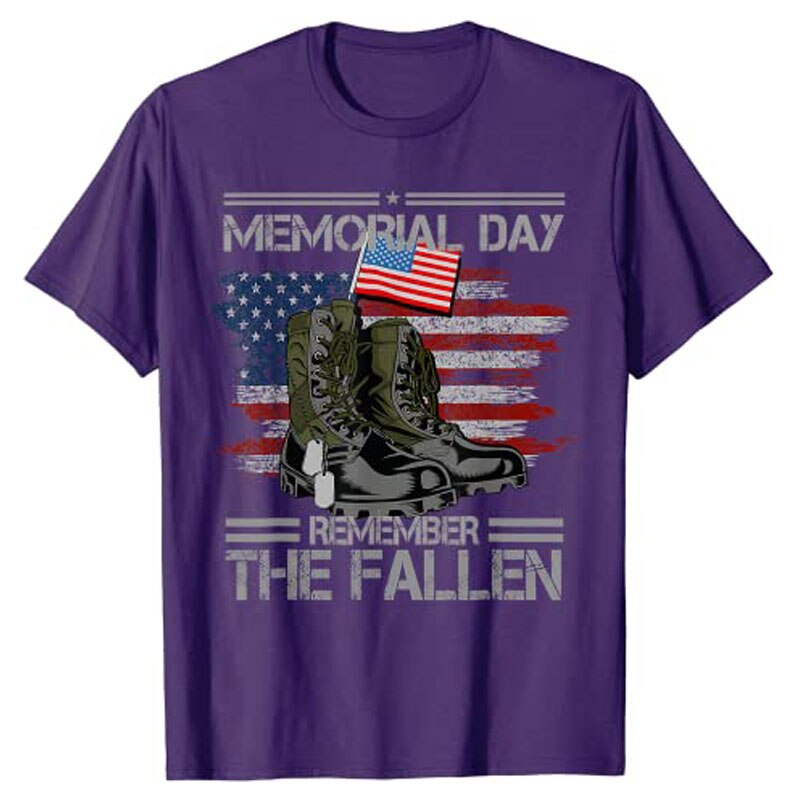 Memorial Day Remember The Fallen Veteran Military Vintage T-Shirt Men's Fashion Usa American Proud Tee 4th of July Patriotic Top