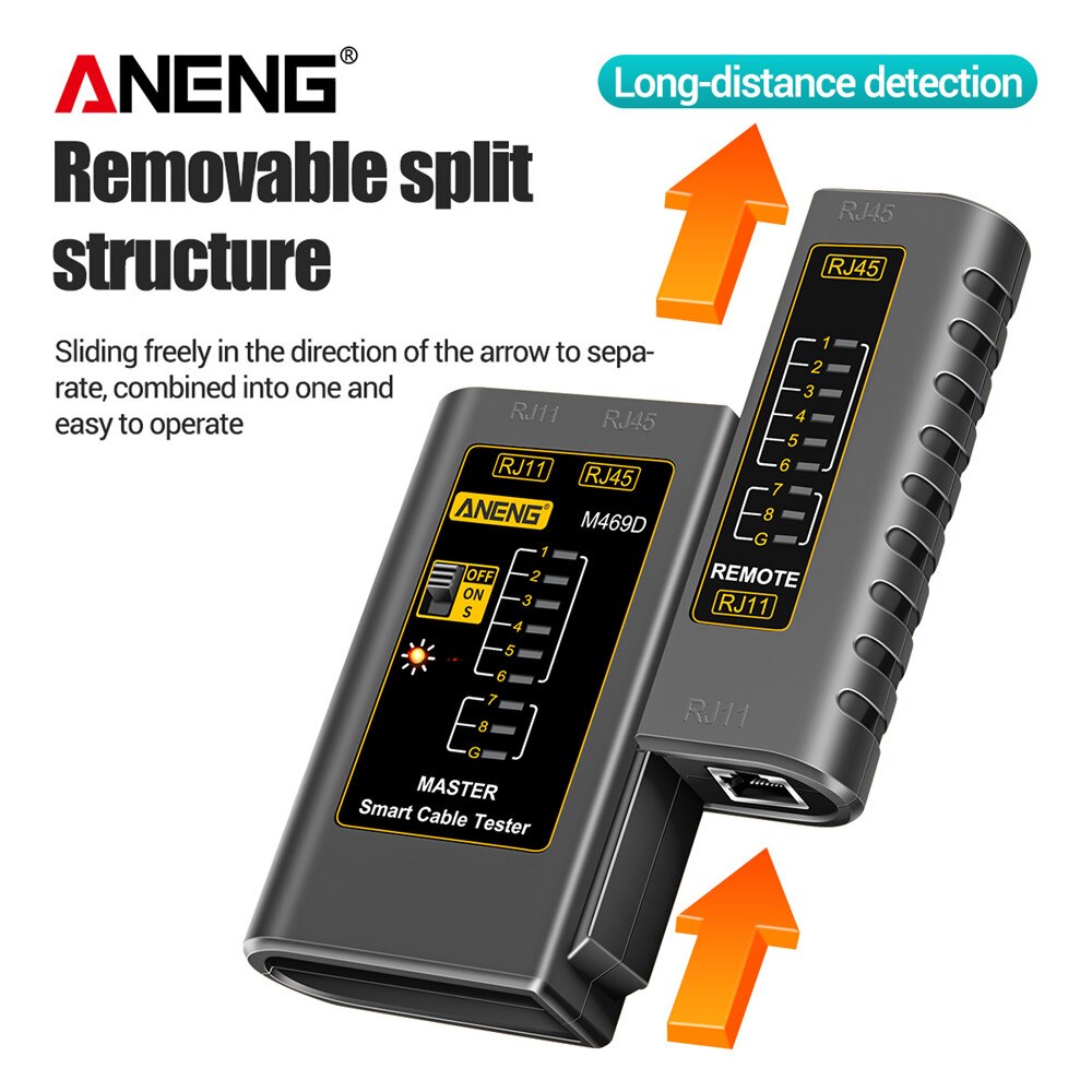 ANENG M469D Cable Lan Tester Network Cable Tester RJ45 RJ11 RJ12 CAT5 UTP LAN Cable Tester Networking Tool Network Repair