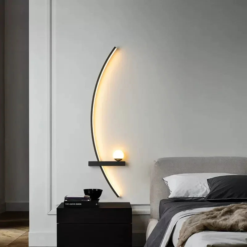 LED Wall Lamp Black Gold  Modern Interior Lamp Nordic Art TV Home Decor Sconce Living Room Sofa Bedside Table Mirror Light