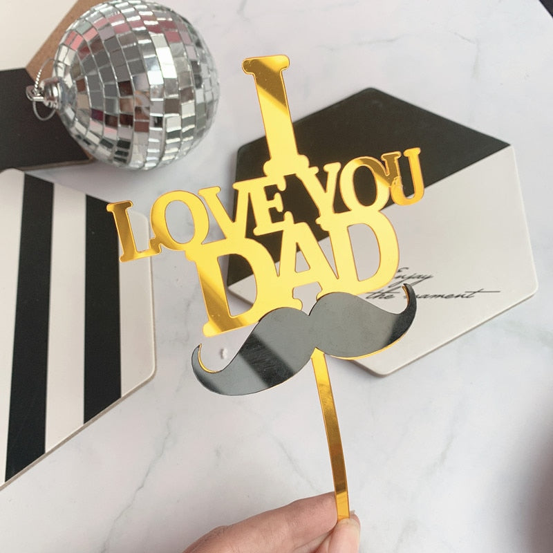 Gold BEST Dad Father&#39;s Day Party Cake Toppers Black Acrylic Daddy Birthday Cake Topper for Father Birthday Party Cake Decoration