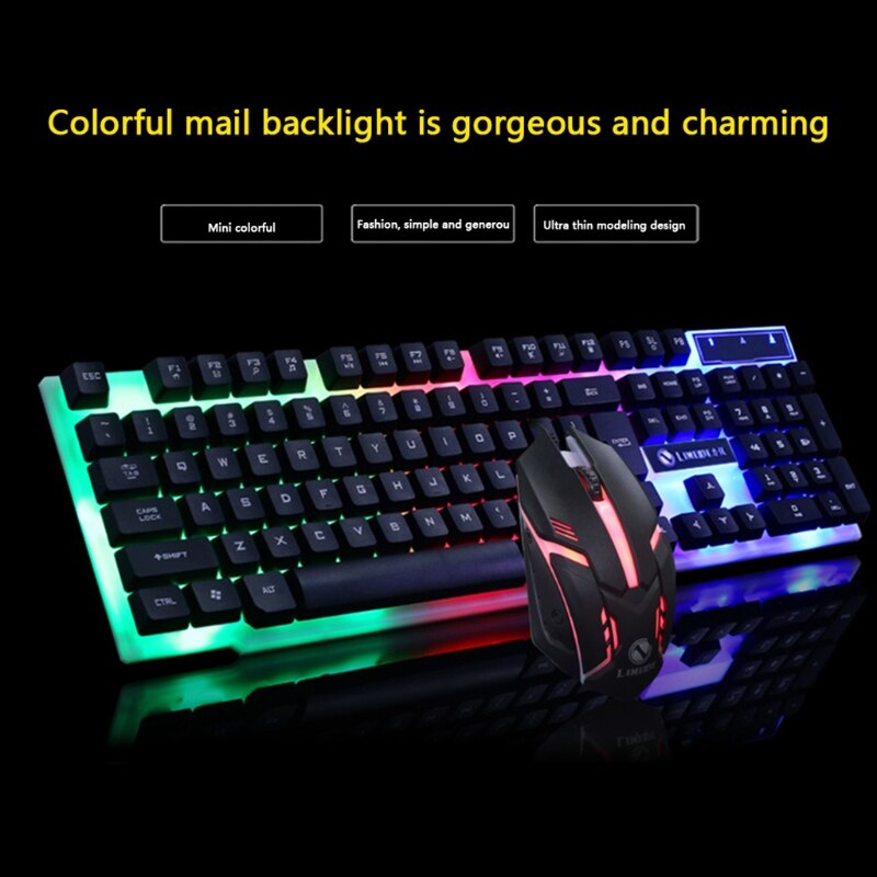 GTX300 USB Wired 104 Keys RGB Backlight Ergonomic Gaming Mouse Keyboard Combos Set Computer PC Replacement Accessories