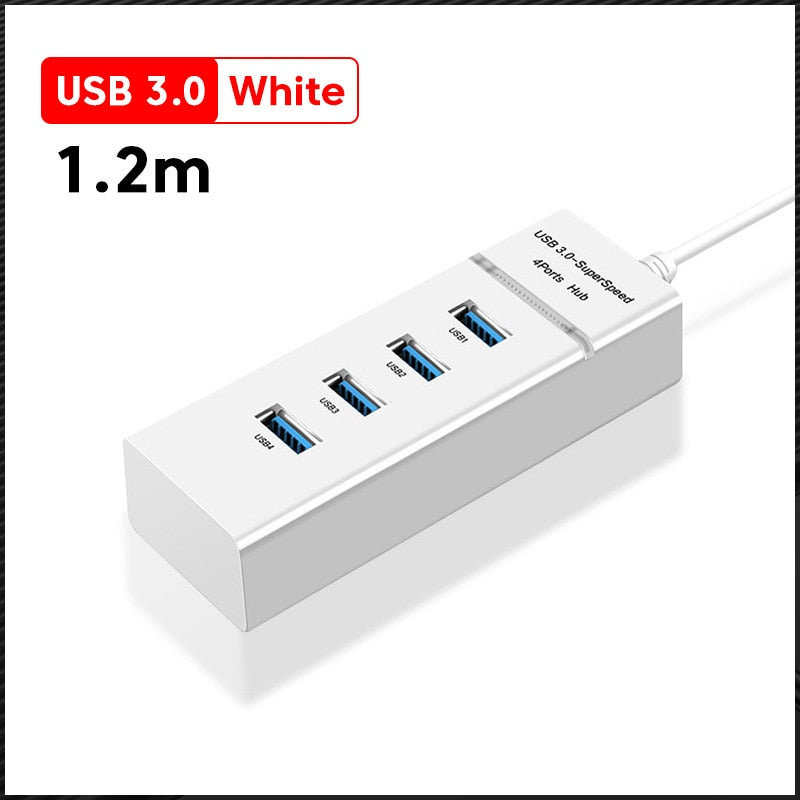 Elough 4 Ports USB Hub 3 0 High Speed Multi USB Splitter Adapter OTG For Xiaomi Lenovo PC Computer Accessories 30/120cm