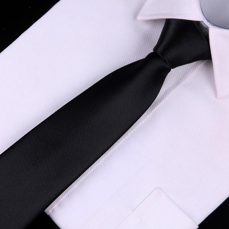 Black Simple Clip on Tie Security Tie Doorman Steward Matte Funeral Tie for Men Women Students