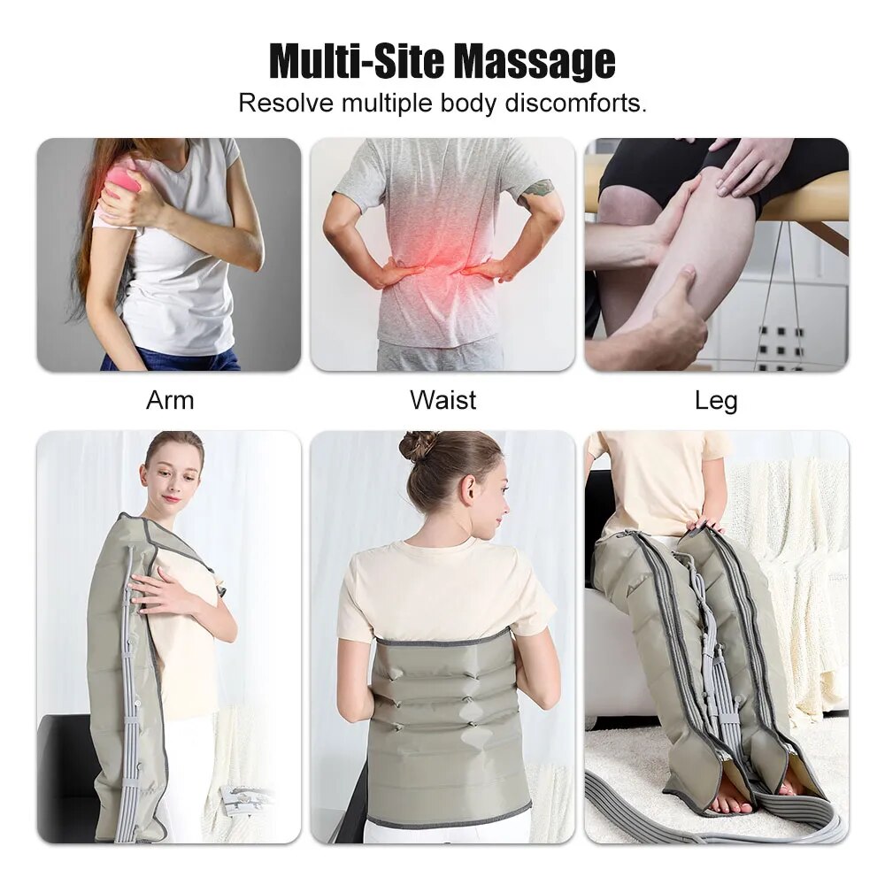 6 Cavity Electric Air Compression Massager Leg Foot Arm Waist Boots For Circulation Lymphatic Drainage Pressotherapy Machine