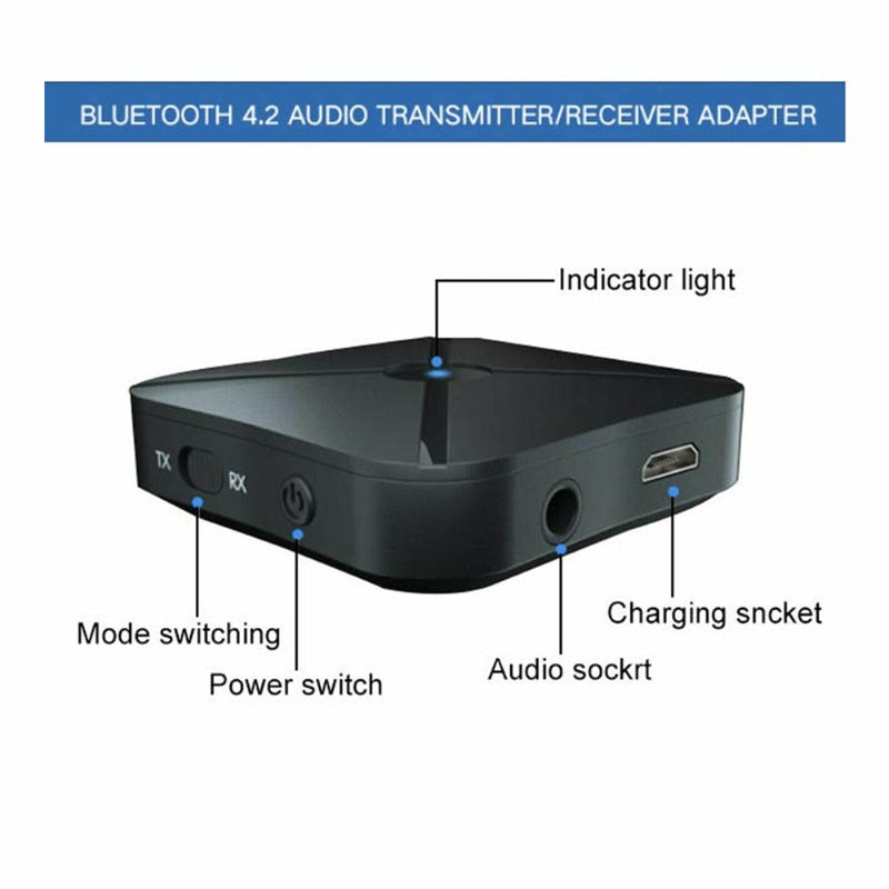 2 In 1 KN319 Wireless Bluetooth Audio Receiver Transmitter 3.5mm AUX Jack RCA USB Dongle Stereo Adapter For Car TV PC Headphone