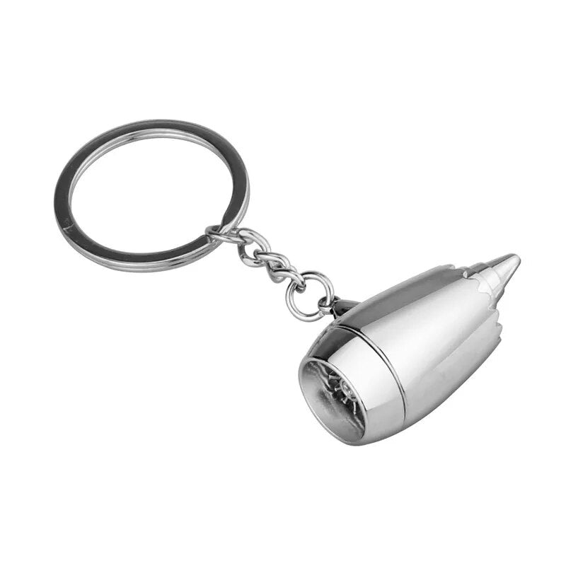 Voikukka Zinc Alloy Silver Aircraft Engine Simulation Keychain Creative Metal Key Ring Pendant Cute Aviation Gift Wholesale