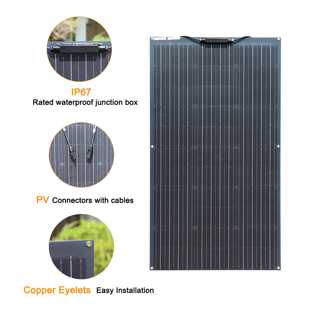 100W 200W 300W 400W Solar Panel Kit or 18V Flexible Mono Photovoltaic Solar plate Power 12V 24V High Efficiency Paneles Solares