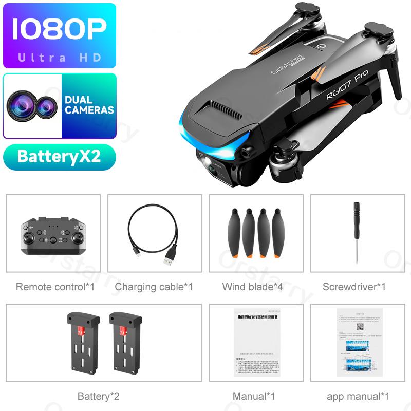 2023 HOT RG107 Pro Mini Drone 4K ESC Three-sided Obstacle avoidance Professional Dual HD Camera FPV Dron Foldable Quadcopter Toy