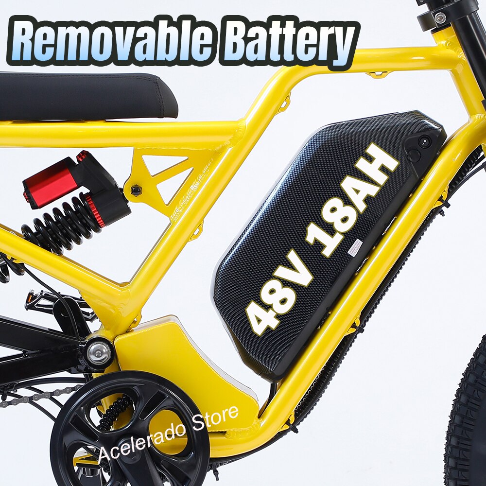 1500W Electric Bike Adults 48V 18Ah Lithium Battery EBike with Full Suspension 20"*4.0" All-Terrain Fat Tire Electric Bicycles