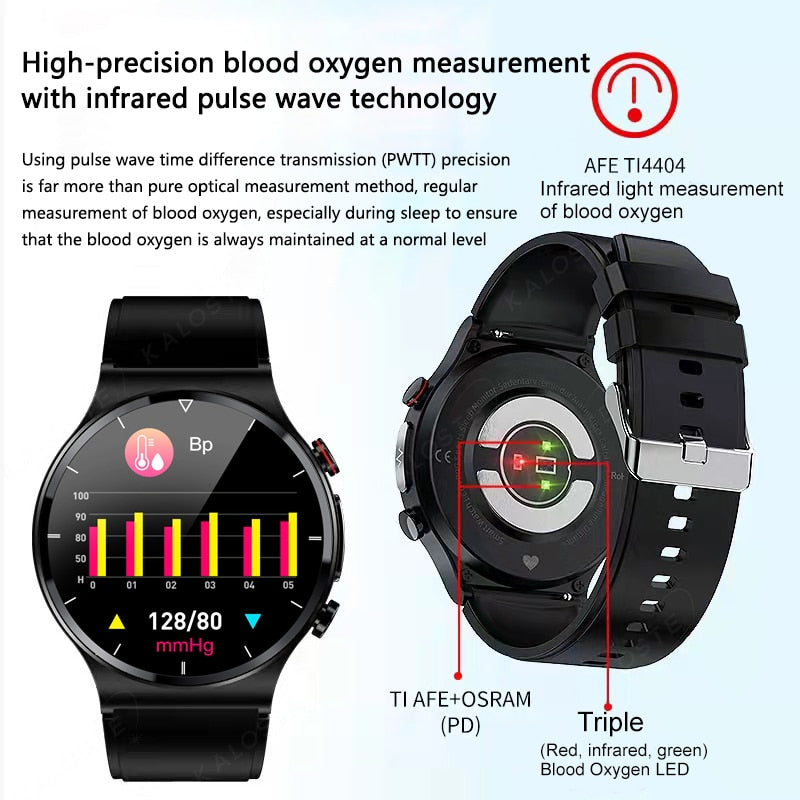 غير مؤلم غير الغازية السكر في الدم ساعة ذكية الرجال ECG PPG العلاج بالليزر الصحة ضغط الدم الرياضة Smartwatch غلوكوميترواتش