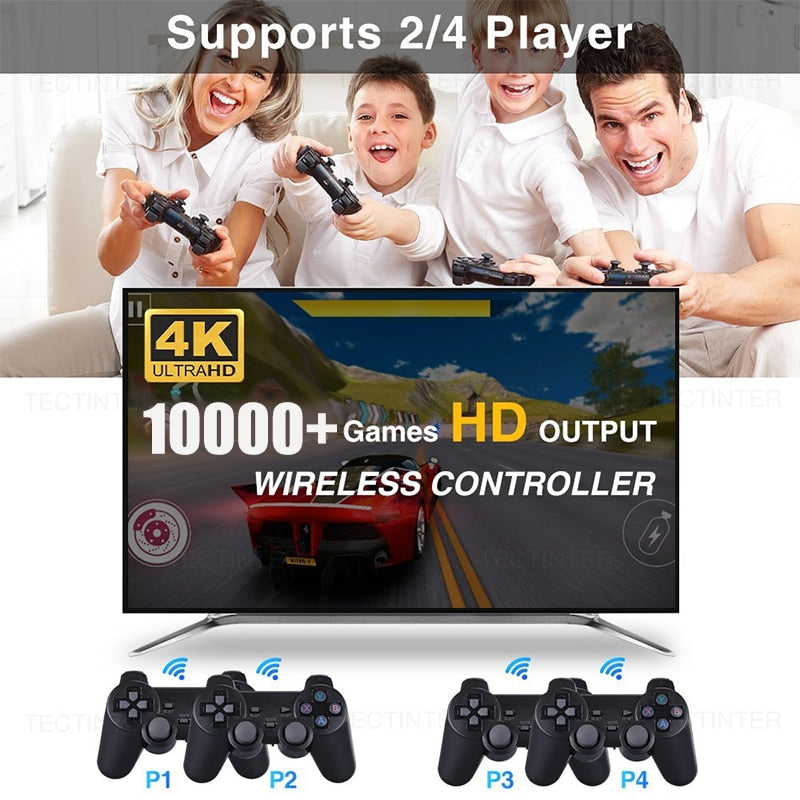 4K TV Game Stick Video Game Console For PS1/GBA/FC 10000+ Games Handheld Game Console With 4 Gamepads Wireless Controller