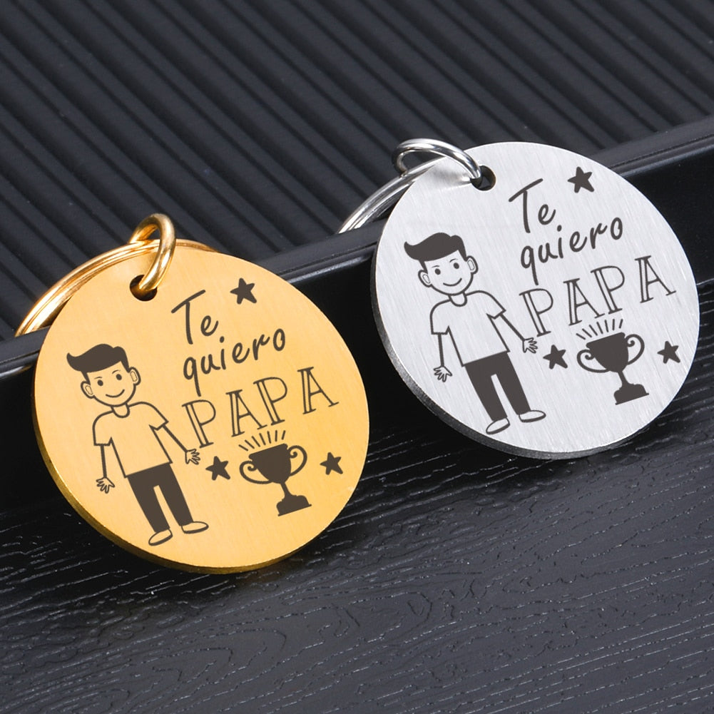 Fathers' Day Dad 2022 Birthday Gift Te Quiero PAPA Keyring Daddy Fathers Day Keyrings Men Father Party Original Gift for Men Car