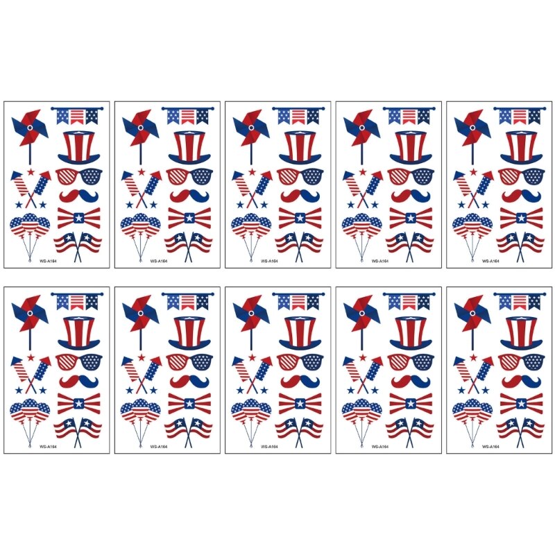 Independence Day Body Art-Stickers USA Flag, Memorial Day for Julycostume Fourth of July Decorations Tattoos