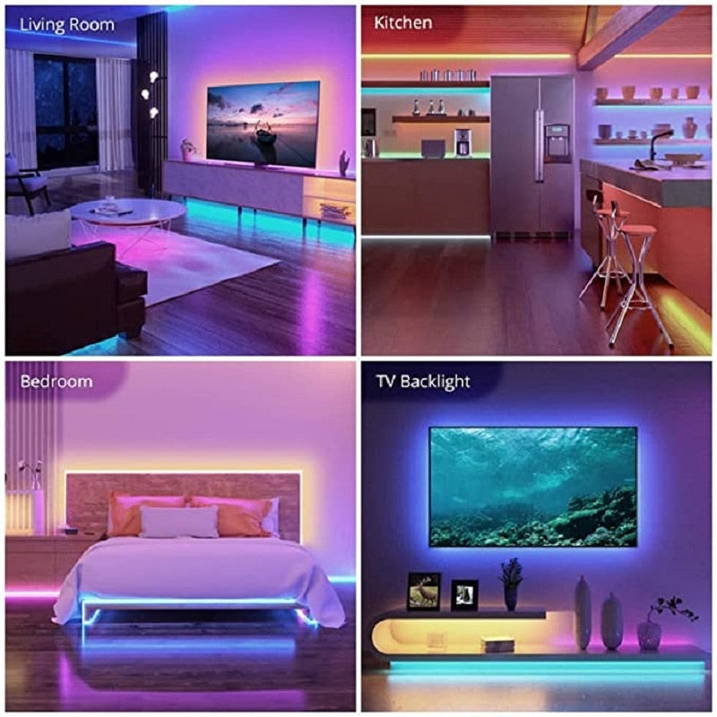 LED Strip Lights LED 1-5m 10m 15m 20m 30m Neon Lights Luces Led Color RGB TV Backlight LED Lights for Bedroom Decoration