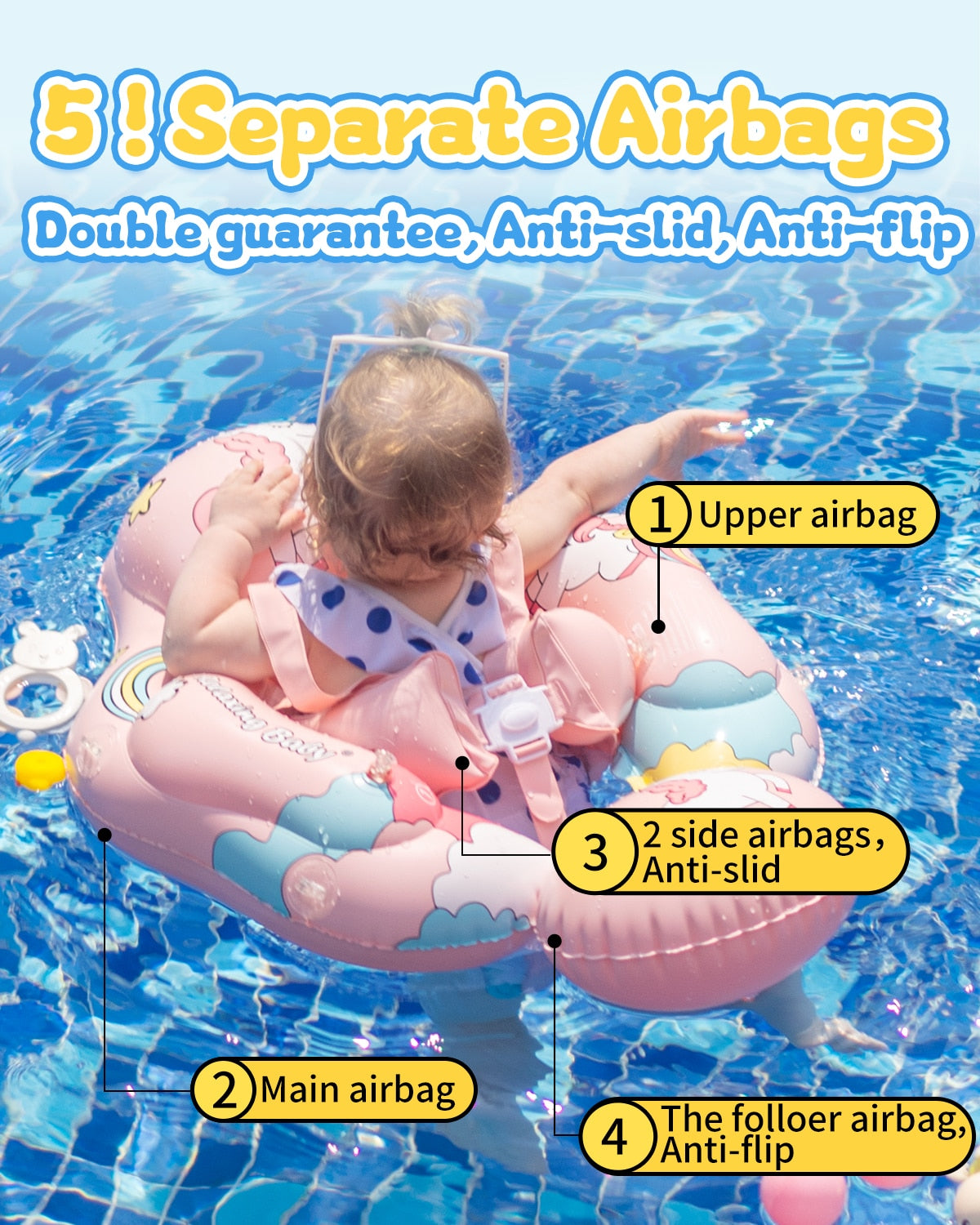 Baby Swimming Float Inflatable Dropshipping Baby Float with Canopy Infant Floating Ring Swimming Chest Floater Float Trainer
