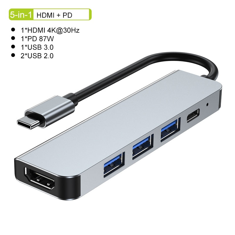 USB C HUB Type C Splitter To HDMI 4K Thunderbolt 3 Docking Station Laptop Adapter With PD SD TF RJ45 For Macbook Air M1 iPad Pro