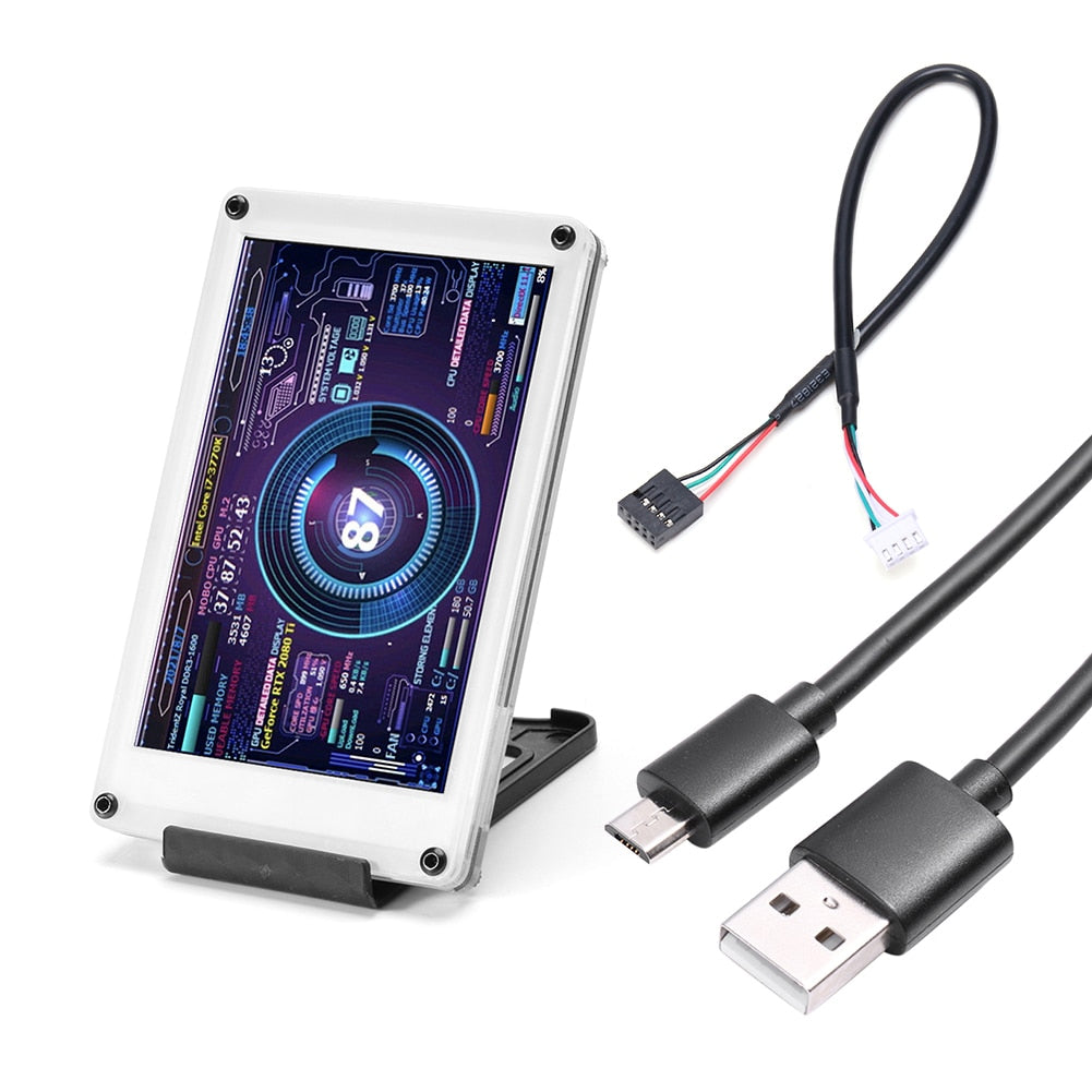 Dual USB Computer Monitor 3.5 Inch IPS DIY Acrylic PC Display Secondary Screen Freely AIDA64 for Windows Linux for Raspberry Pi