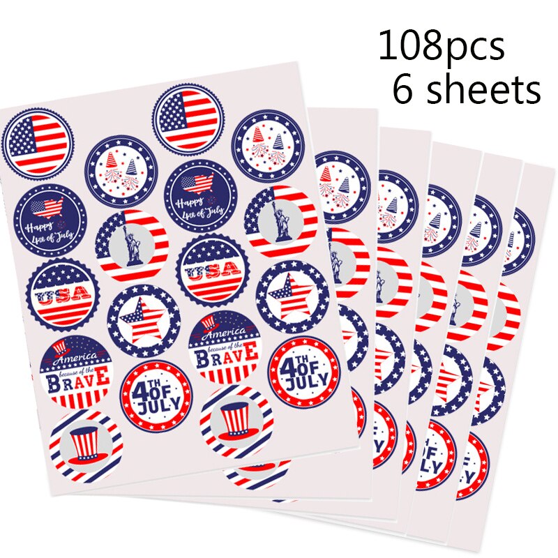 USA Independence Day Stickers 4th July Decor Supplies Decals American Flag Stickers Memorial Veterans Day Patriotic Stickers