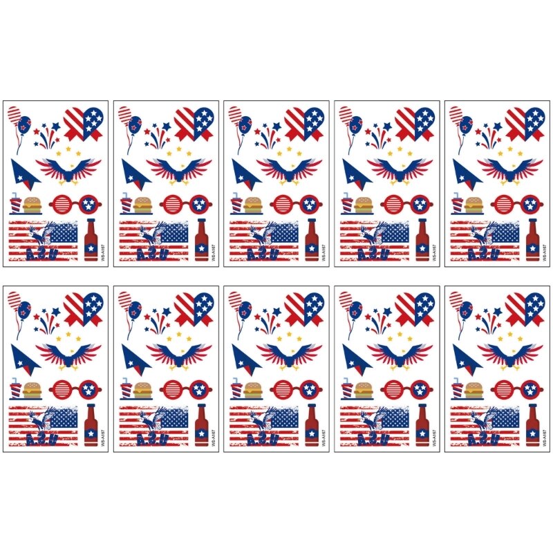 Independence Day Body Art-Stickers USA Flag, Memorial Day for Julycostume Fourth of July Decorations Tattoos