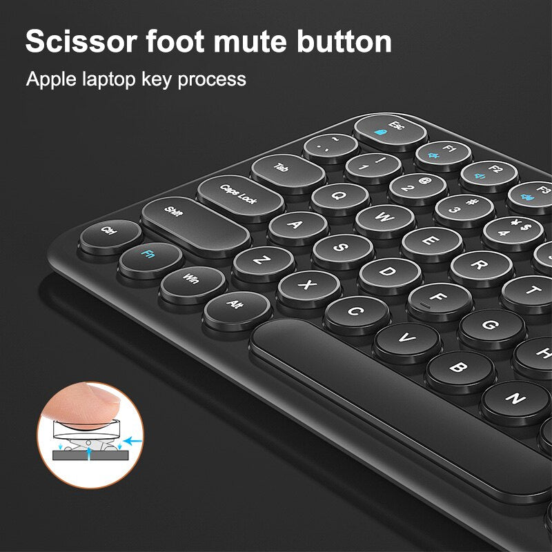 2.4G Wireless Silent Keyboard Ergonomic Mouse Round Keycap Keyboard Gaming Mouse for Macbook Pro Laptop Computer Accessories