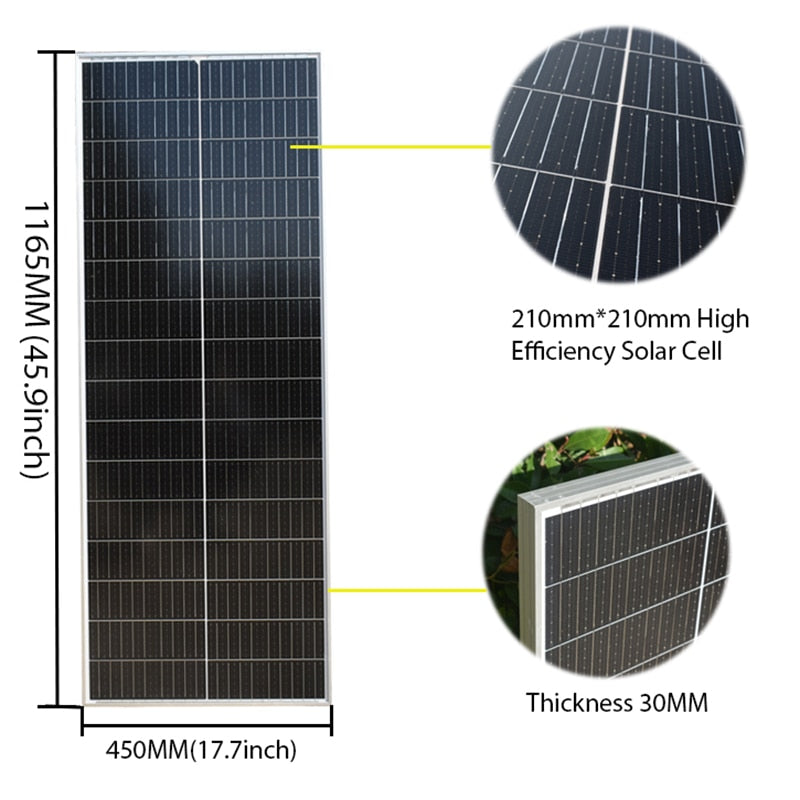 Monocrystalline Glass Solar Panel 120W 240W 360W 36pcs Solar Cell 125mm*125mm Solar Home System 12V 24V battery charging