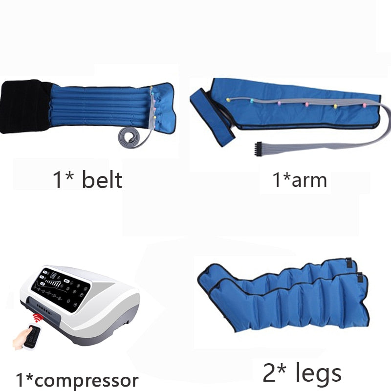 6 Airbags Air Pressure Leg Massager with Air Compression Therapy Arm Thigh Waist Pneumatic Air Wraps Pain Releif Remote Control