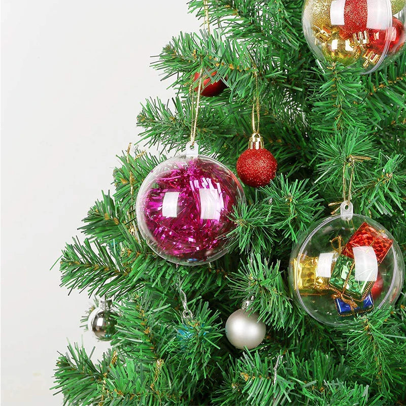 10Pc Christmas Transparent Ball Plastic Christmas Trees Open Ball Box Bauble Ornament Wedding Gift Present Party Home Decoration