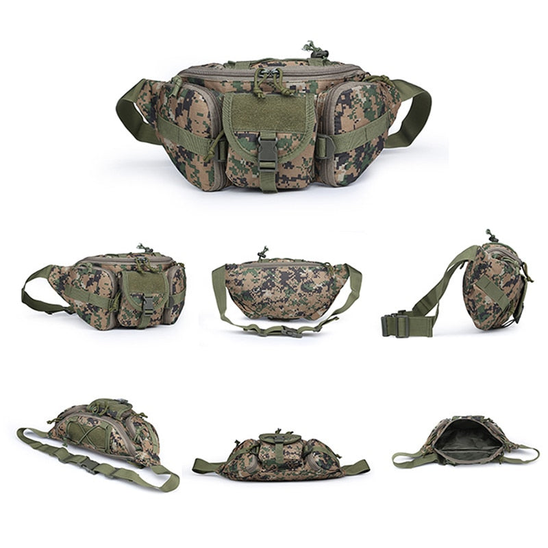 Outdoor Waist Bag Men's Tactical Waterproof Molle Camouflage Hunting Hiking Climbing Nylon Mobile Phone Belt Pack Combat Bags