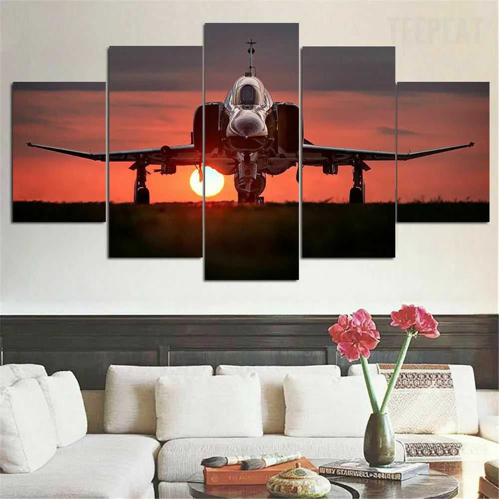 F4 Phantom II Airplane Sunset canvas Wall Art Print Picture Home Decor