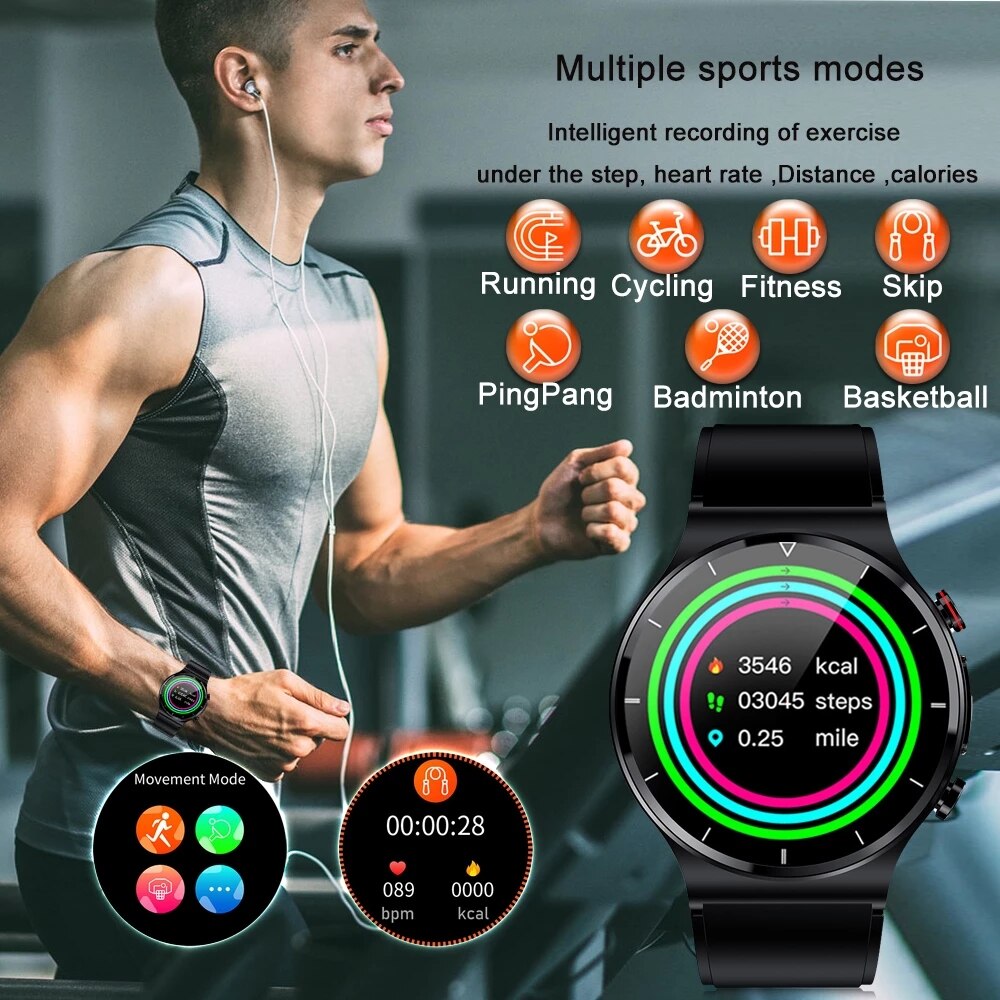 Painless Non-invasive Blood Sugar Smart Watch Men ECG PPG Laser Treatment Health Blood Pressure Sport Smartwatch GlucometerWatch