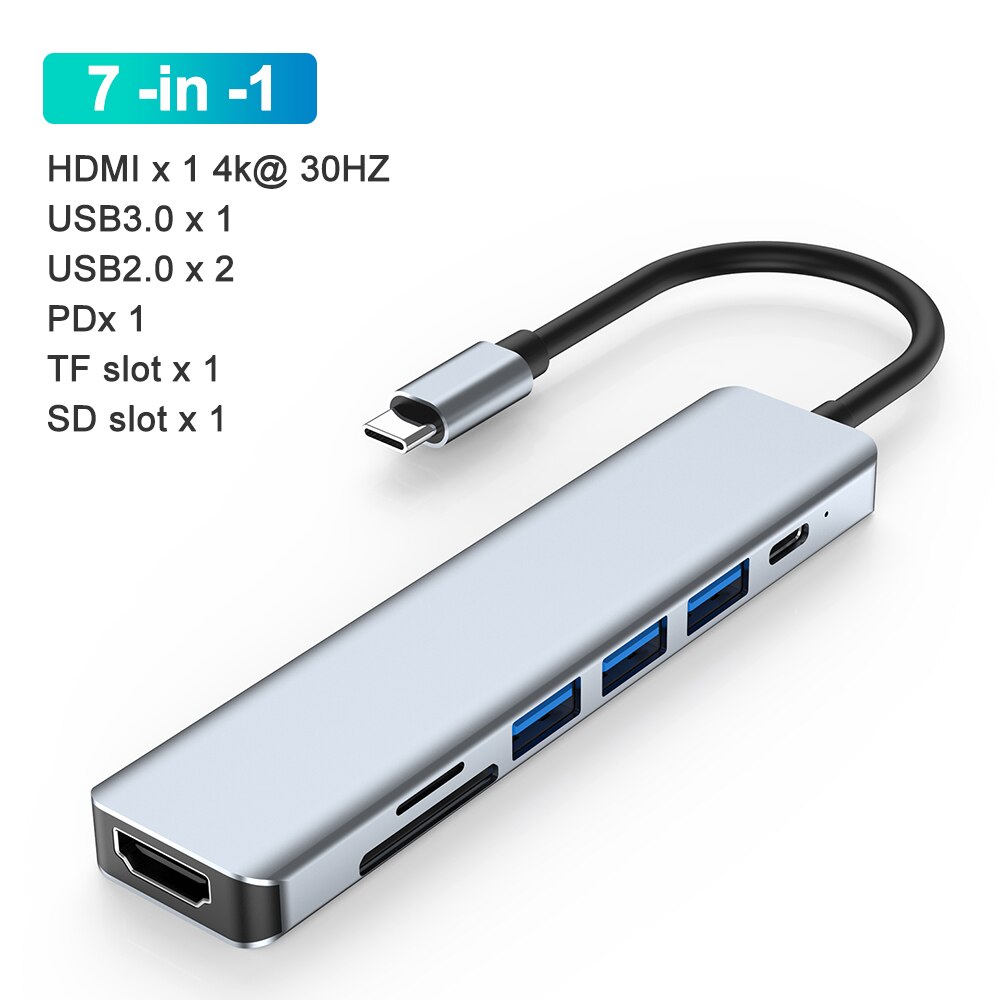 محطة إرساء Usb c Usb Hub 3 0 Type C إلى Multi Usbc 3.0 Splitter Otg Hdmi RJ45 Micro Sd قارئ البطاقات محطة قاعدة لأجهزة الكمبيوتر المحمول