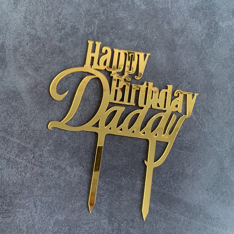 Gold BEST Dad Father&#39;s Day Party Cake Toppers Black Acrylic Daddy Birthday Cake Topper for Father Birthday Party Cake Decoration