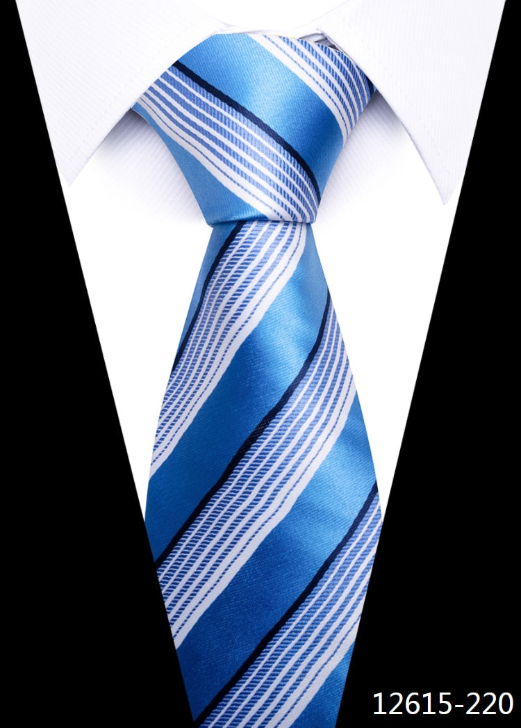 8 cm Tie Men Gravatas Classic Many Color Newest design Silk Necktie Shirt Accessories Striped Sky Blue Man&#39;s Office