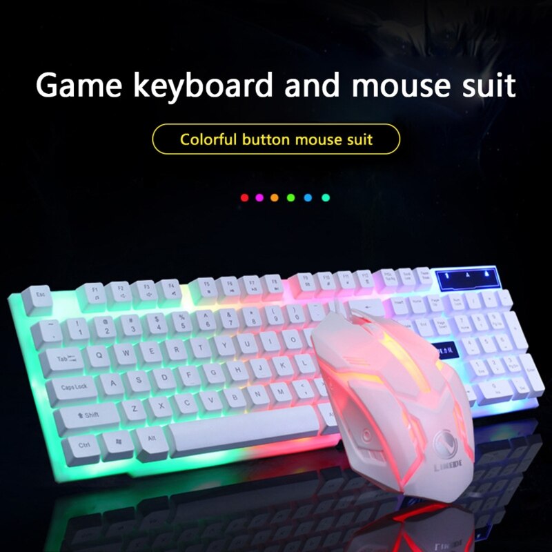 GTX300 USB Wired 104 Keys RGB Backlight Ergonomic Gaming Mouse Keyboard Combos Set Computer PC Replacement Accessories