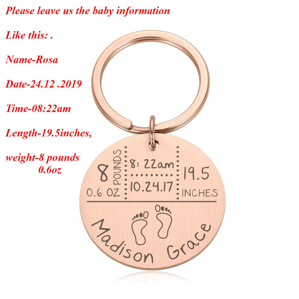 New Born Baby State Keychain Personalized Gift for New First Father Mother Day Gift Baby Name Date Weight Time Height Key Rings