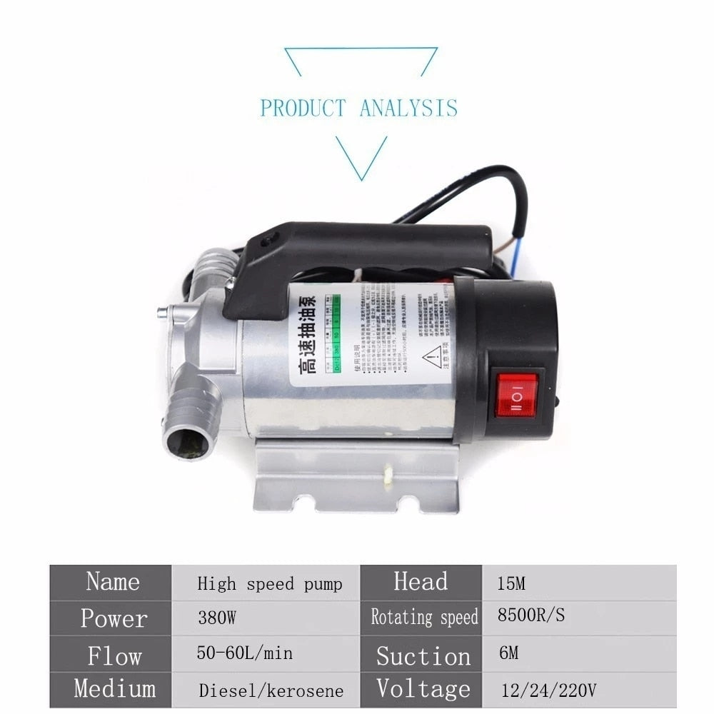 50L/min 12V 24V 220V Electric Automatic Reversible Fuel Transfer Pump For Pumping Oil Diesel Kerosene Water Auto Refueling Pump