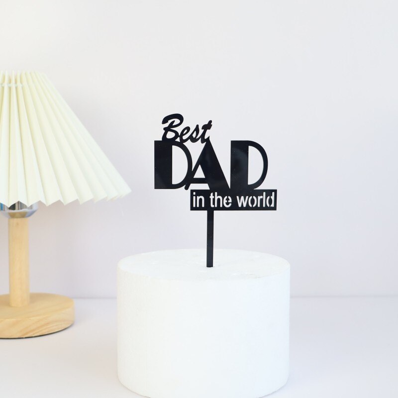 Gold BEST Dad Father&#39;s Day Party Cake Toppers Black Acrylic Daddy Birthday Cake Topper for Father Birthday Party Cake Decoration