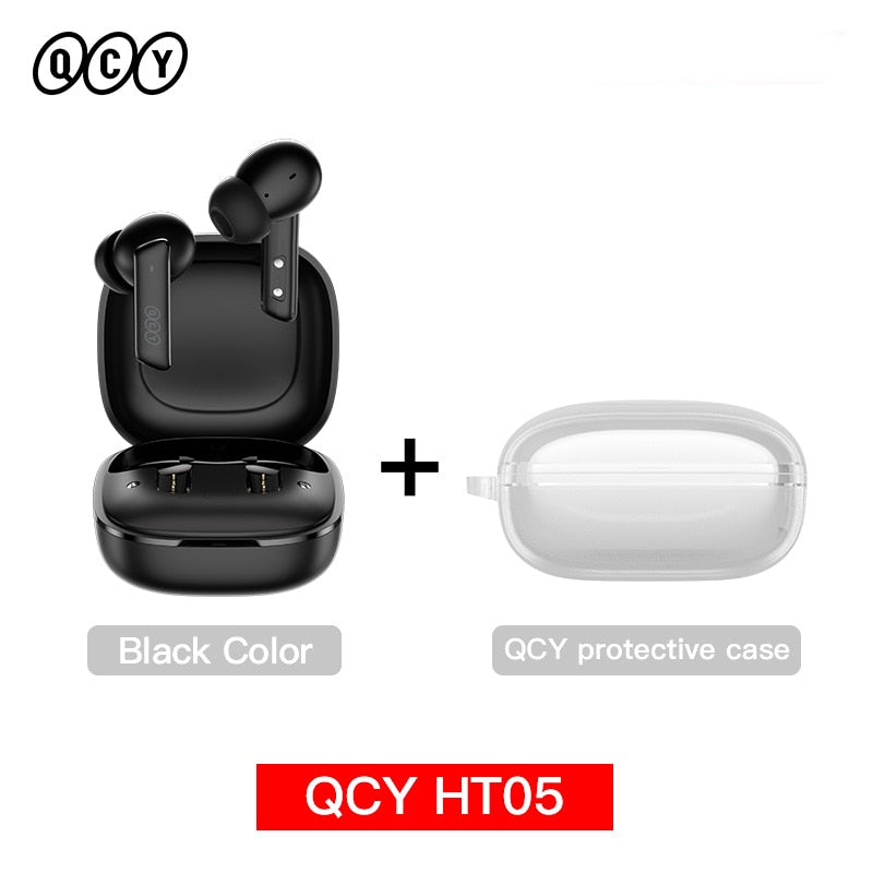QCY HT05 ANC Wireless Earphone 40dB Noise Cancelling Bluetooth 5.2 Headphone 6 Mic ENC HD Call TWS Earbuds Transparency Mode